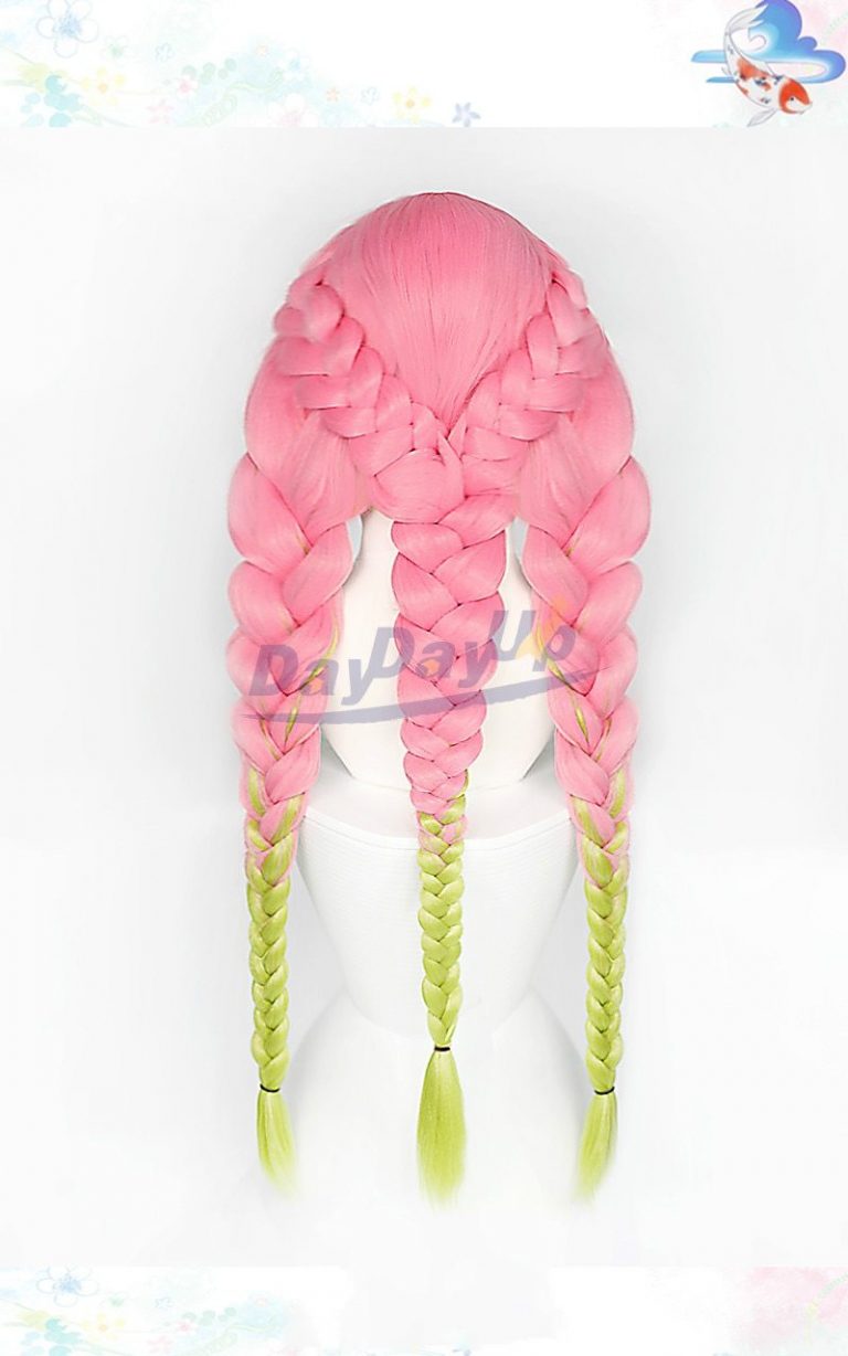 Mitsuri Pink Green Braided Cosplay Synthetic Hair Demon Slayer Stuff