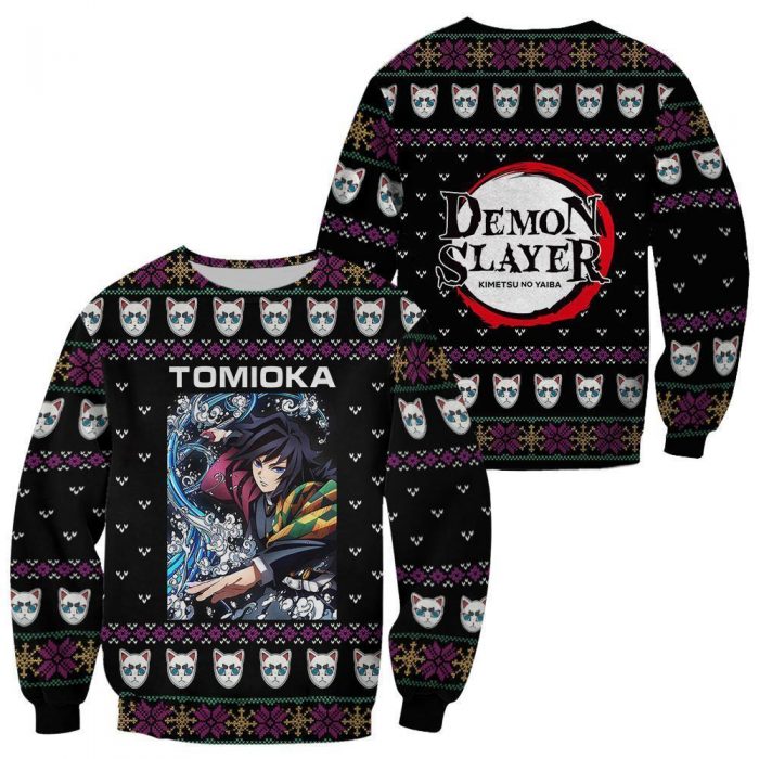 giyu tomioka ugly christmas sweater demon slayer anime xmas gift custom clothes gearanime - Demon Slayer Merch | Demon Slayer Stuff