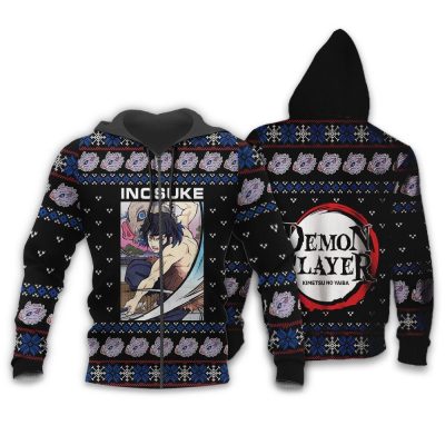 inosuke ugly christmas sweater demon slayer anime xmas gift custom clothes gearanime 2 - Demon Slayer Merch | Demon Slayer Stuff