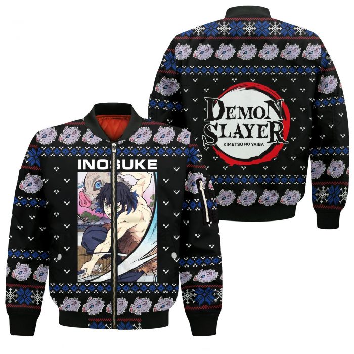inosuke ugly christmas sweater demon slayer anime xmas gift custom clothes gearanime 4 - Demon Slayer Merch | Demon Slayer Stuff