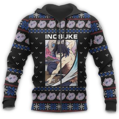 inosuke ugly christmas sweater demon slayer anime xmas gift custom clothes gearanime 7 - Demon Slayer Merch | Demon Slayer Stuff