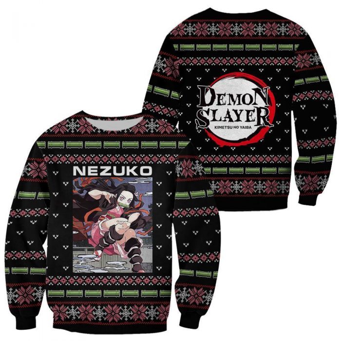 nezuko kamado ugly christmas sweater demon slayer anime custom clothes gearanime - Demon Slayer Merch | Demon Slayer Stuff