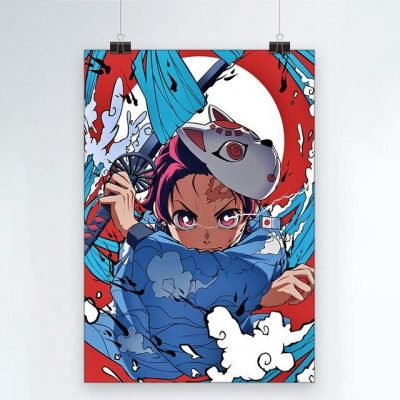 Ailin Online Japan Anime Grande Poster Demone Slayer con corda da appendere in tessuto tessuto dipinto da parete arte decorativa per fan 71,1 x 30,5 cm Tomioka Giyuuu