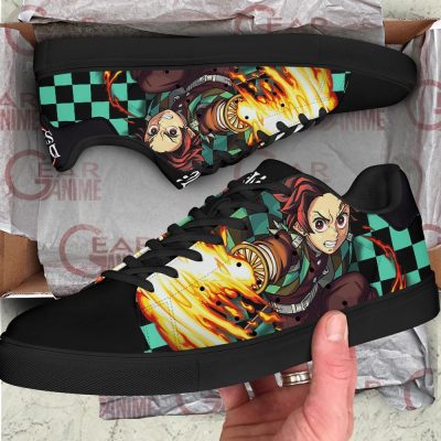 tanjiro sun breathing skate shoes demon slayer anime custom shoes pn10 gearanime 2 - Demon Slayer Merch | Demon Slayer Stuff