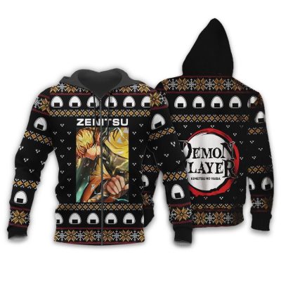 zenitsu agatsuma ugly christmas sweater demon slayer anime custom xmas clothes gearanime 2 - Demon Slayer Merch | Demon Slayer Stuff