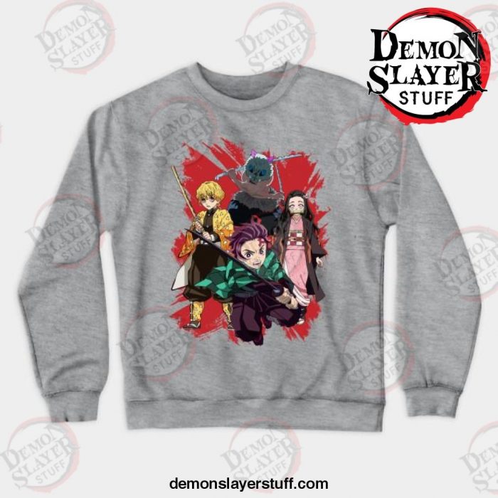2021 demon slayer anime crewneck sweatshirt gray s 828 - Demon Slayer Merch | Demon Slayer Stuff
