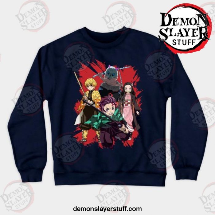 2021 demon slayer anime crewneck sweatshirt navy blue s 538 - Demon Slayer Merch | Demon Slayer Stuff