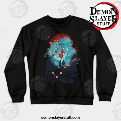 anime demon slayer tanjiro crewneck sweatshirt black s 158 - Demon Slayer Merch | Demon Slayer Stuff