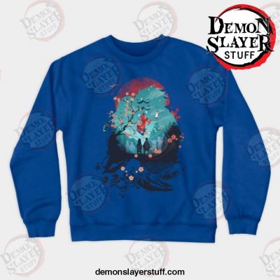 anime demon slayer tanjiro crewneck sweatshirt blue s 792 - Demon Slayer Merch | Demon Slayer Stuff