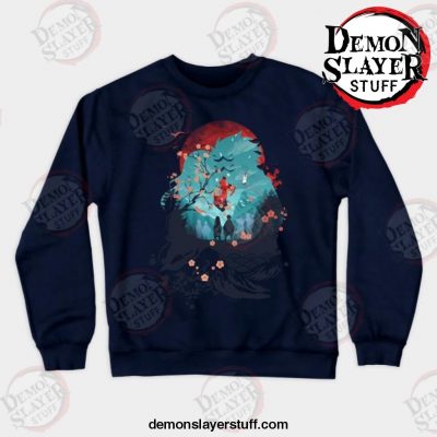 anime demon slayer tanjiro crewneck sweatshirt navy blue s 307 - Demon Slayer Merch | Demon Slayer Stuff