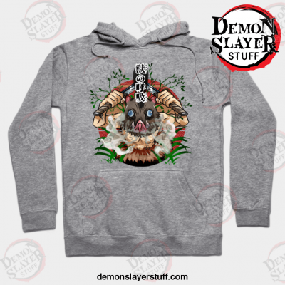 beast breath inosuke hoodie gray s 687 - Demon Slayer Merch | Demon Slayer Stuff