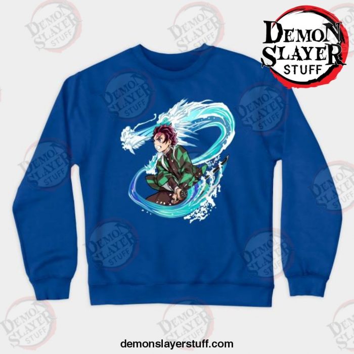 demon slayer anime tanjiro kamado crewneck sweatshirt blue s 679 - Demon Slayer Merch | Demon Slayer Stuff