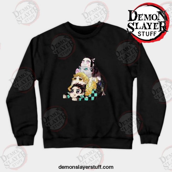 demon slayer gang cute crewneck sweatshirt black s 188 - Demon Slayer Merch | Demon Slayer Stuff