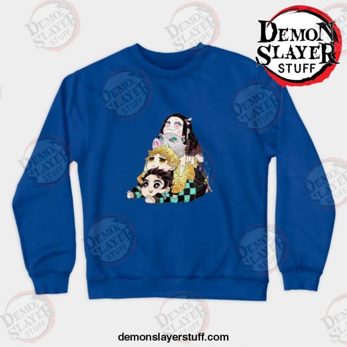 demon slayer gang cute crewneck sweatshirt blue s 888 - Demon Slayer Merch | Demon Slayer Stuff