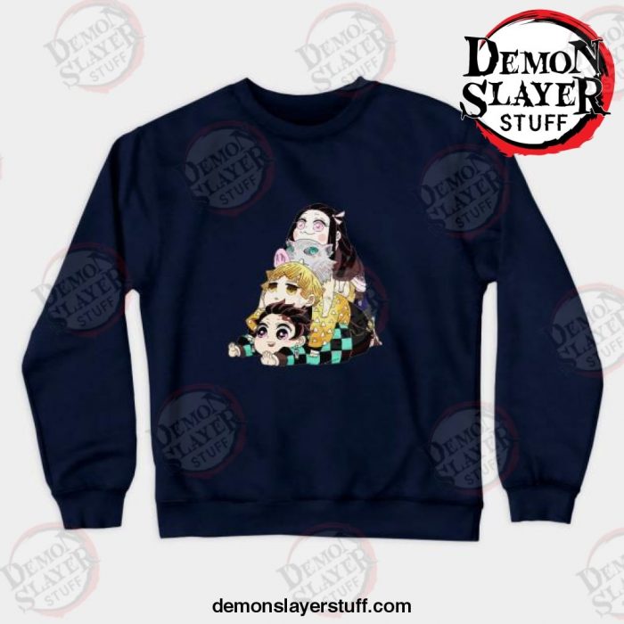 demon slayer gang cute crewneck sweatshirt navy blue s 503 - Demon Slayer Merch | Demon Slayer Stuff