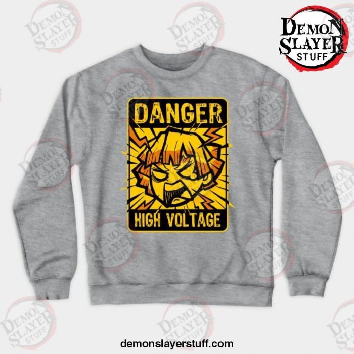 demon slayer high voltage crewneck sweatshirt gray s 510 - Demon Slayer Merch | Demon Slayer Stuff
