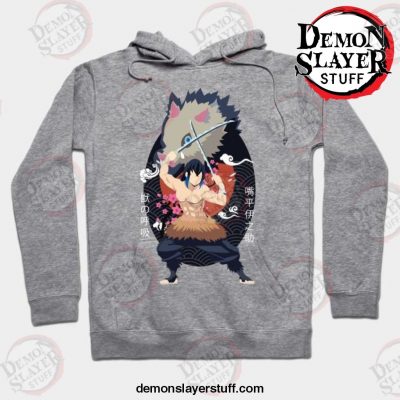 demon slayer inosuke minimalist hoodie gray s 210 - Demon Slayer Merch | Demon Slayer Stuff