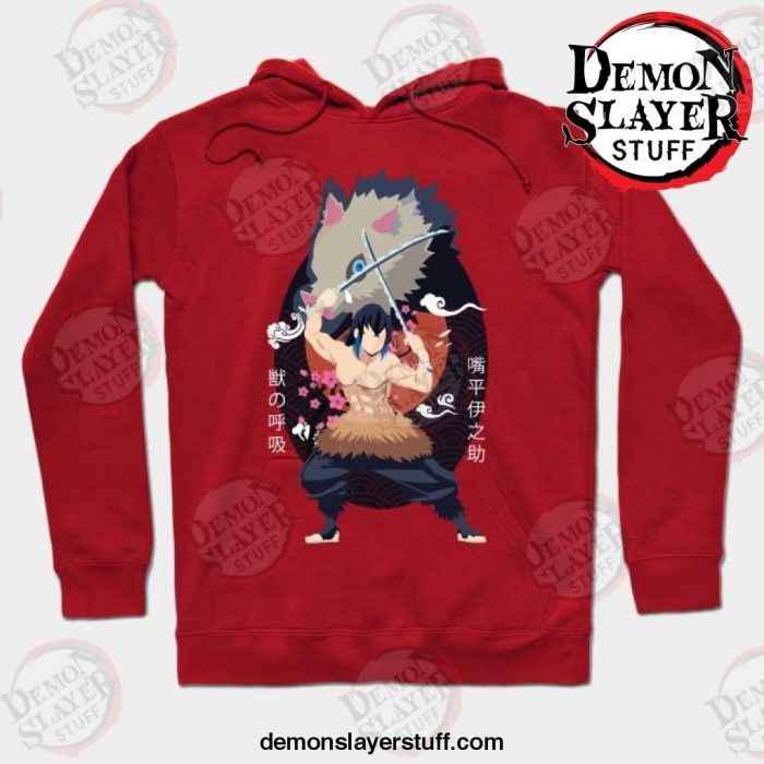 demon slayer inosuke minimalist hoodie red s 150 - Demon Slayer Merch | Demon Slayer Stuff