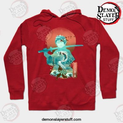 demon slayer ukiyo e breath of water hoodie red s 548 - Demon Slayer Merch | Demon Slayer Stuff