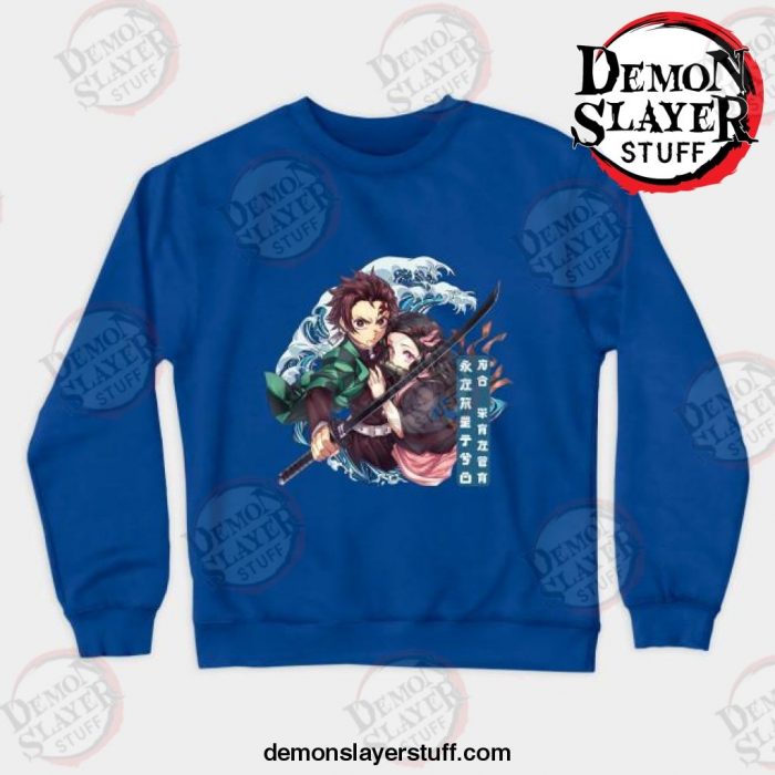 hot anime demon slayer crewneck sweatshirt blue s 504 - Demon Slayer Merch | Demon Slayer Stuff