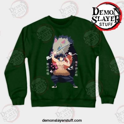 inosuke minimalist crewneck sweatshirt green s 215 - Demon Slayer Merch | Demon Slayer Stuff