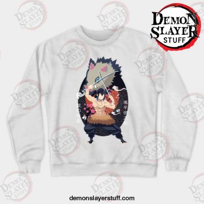 inosuke minimalist crewneck sweatshirt white s 972 - Demon Slayer Merch | Demon Slayer Stuff