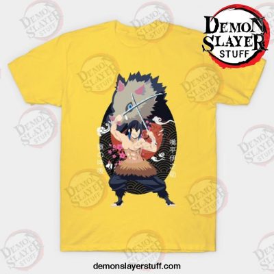inosuke minimalist t shirt yellow s 491 - Demon Slayer Merch | Demon Slayer Stuff
