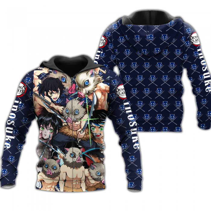 inosuke zip hoodie demon slayers shirt costume anime fan gift idea va06 gearanime - Demon Slayer Merch | Demon Slayer Stuff