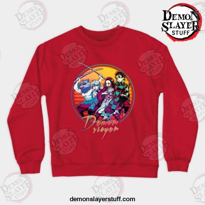 kimetsu no yaiba retro vintage v1 crewneck sweatshirt red s 386 - Demon Slayer Merch | Demon Slayer Stuff