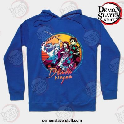 kimetsu no yaiba retro vintage v1 hoodie blue s 731 - Demon Slayer Merch | Demon Slayer Stuff