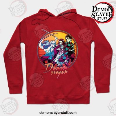 kimetsu no yaiba retro vintage v1 hoodie red s 442 - Demon Slayer Merch | Demon Slayer Stuff