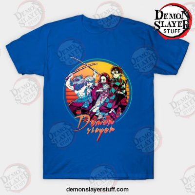 kimetsu no yaiba retro vintage v1 t shirt blue s 438 - Demon Slayer Merch | Demon Slayer Stuff