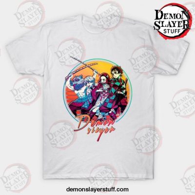 kimetsu no yaiba retro vintage v1 t shirt white s 688 - Demon Slayer Merch | Demon Slayer Stuff