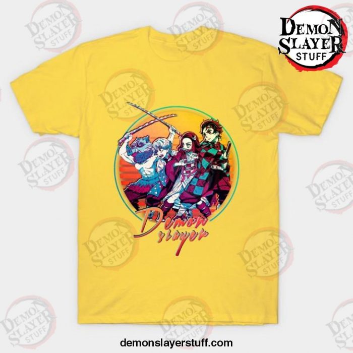 kimetsu no yaiba retro vintage v1 t shirt yellow s 149 - Demon Slayer Merch | Demon Slayer Stuff