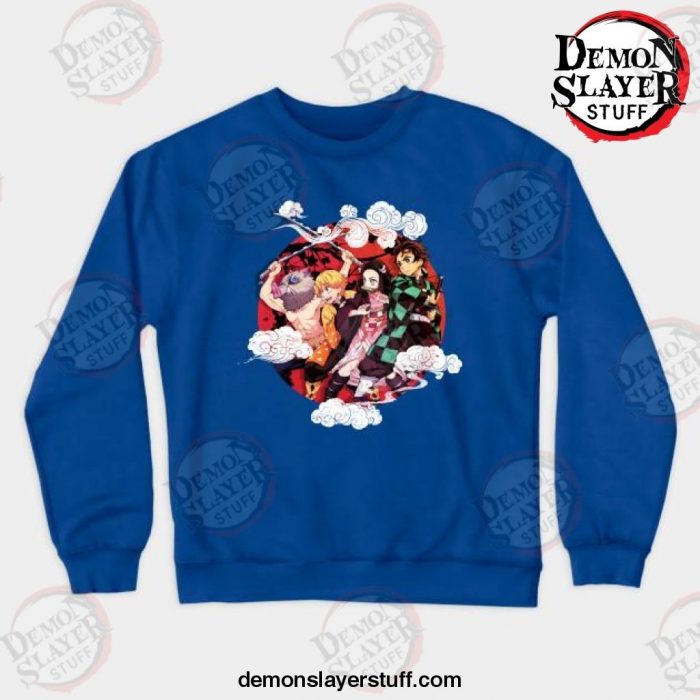 kimetsu no yaiba vintage demon slayer v1 crewneck sweatshirt blue s 179 - Demon Slayer Merch | Demon Slayer Stuff