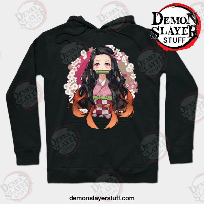 nezuko kamado sakura demon slayer hoodie black s 591 - Demon Slayer Merch | Demon Slayer Stuff