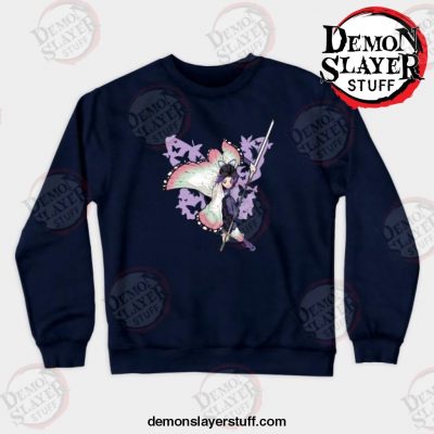 shinobu kimetsu no yaiba crewneck sweatshirt navy blue s 807 - Demon Slayer Merch | Demon Slayer Stuff