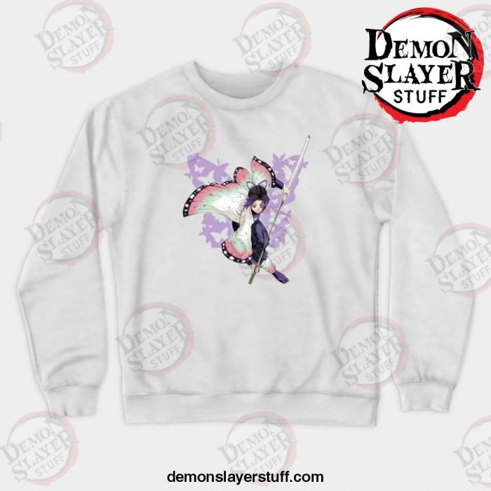 shinobu kimetsu no yaiba crewneck sweatshirt white s 843 - Demon Slayer Merch | Demon Slayer Stuff