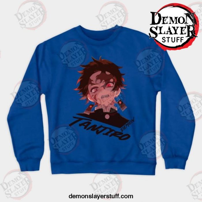 tanjiro demon slayer crewneck sweatshirt blue s 846 - Demon Slayer Merch | Demon Slayer Stuff