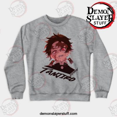 tanjiro demon slayer crewneck sweatshirt gray s 228 - Demon Slayer Merch | Demon Slayer Stuff