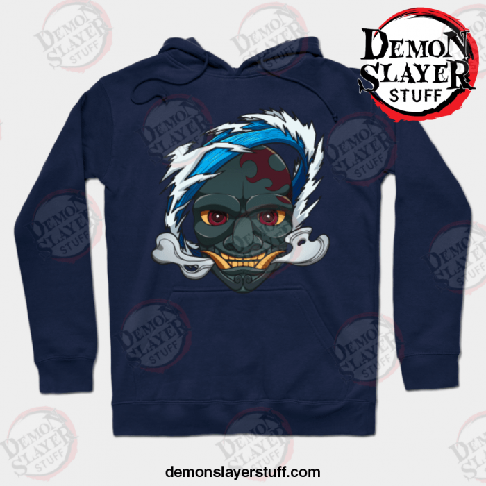 tanjiro water oni mask apparel design hoodie navy blue s 137 - Demon Slayer Merch | Demon Slayer Stuff