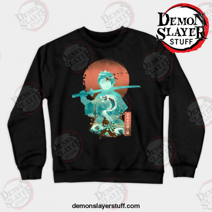 ukiyo e breath of water crewneck sweatshirt black s 896 - Demon Slayer Merch | Demon Slayer Stuff