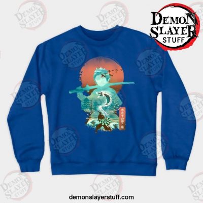 ukiyo e breath of water crewneck sweatshirt blue s 245 - Demon Slayer Merch | Demon Slayer Stuff