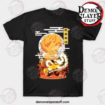 zenitsu agatsuma negative space t shirt black s 635 - Demon Slayer Merch | Demon Slayer Stuff