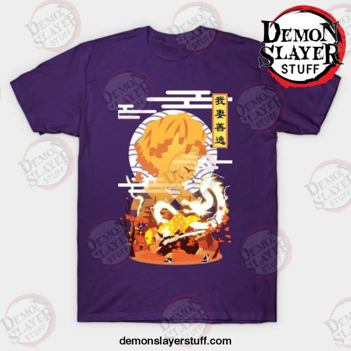 zenitsu agatsuma negative space t shirt purple s 966 - Demon Slayer Merch | Demon Slayer Stuff
