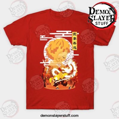 zenitsu agatsuma negative space t shirt red s 407 - Demon Slayer Merch | Demon Slayer Stuff