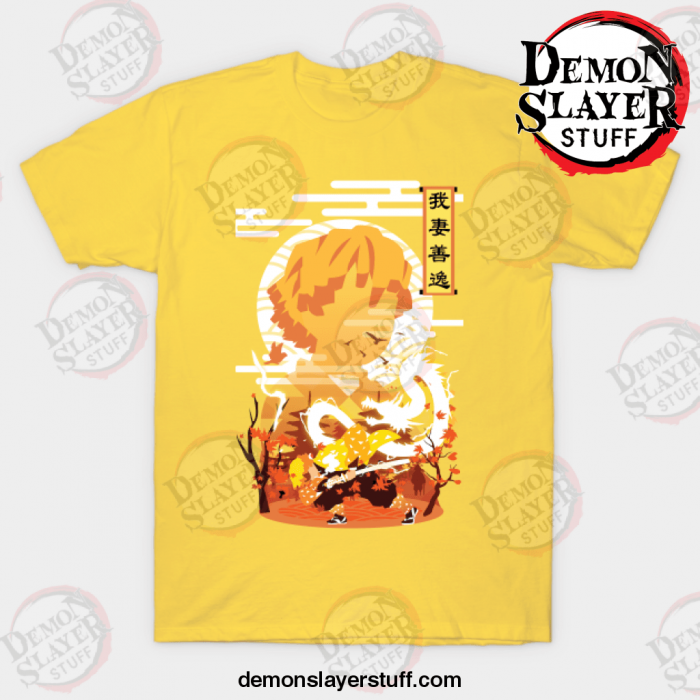 zenitsu agatsuma negative space t shirt yellow s 735 - Demon Slayer Merch | Demon Slayer Stuff