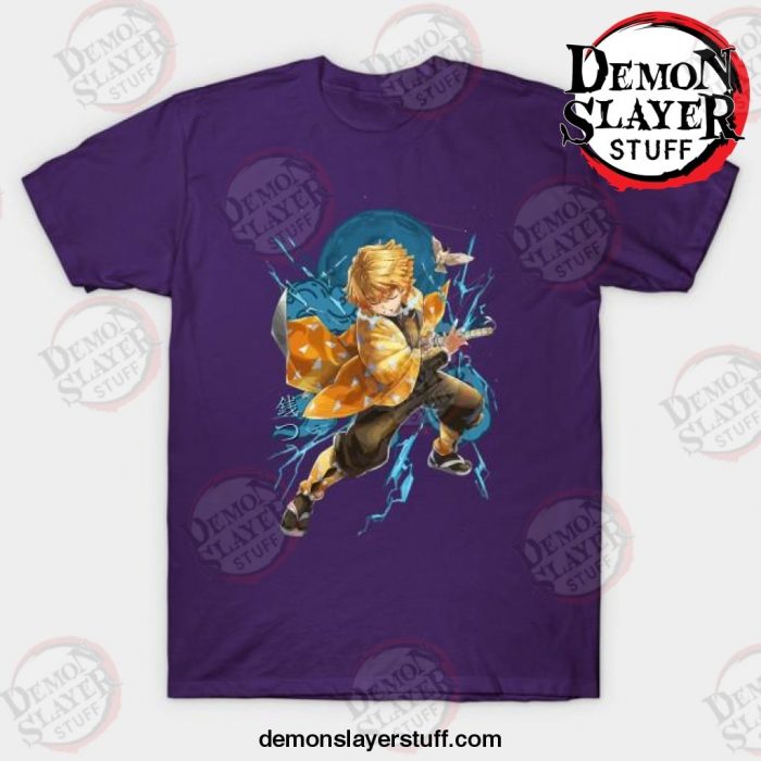 zenitsu blue thander demon slayer t shirt purple s 347 - Demon Slayer Merch | Demon Slayer Stuff
