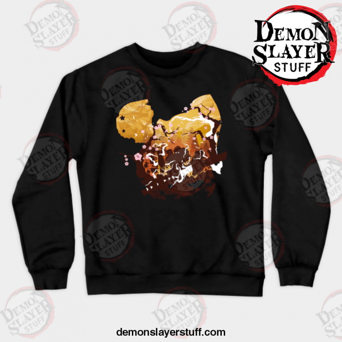 zenitsu demon slayer crewneck sweatshirt black s 140 - Demon Slayer Merch | Demon Slayer Stuff