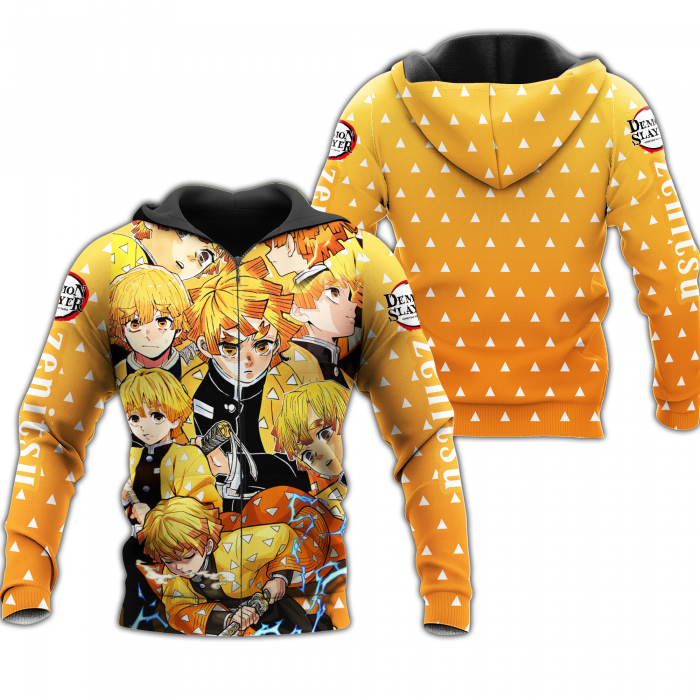 zenitsu zip hoodie demon slayers shirt costume anime fan gift idea va06 gearanime - Demon Slayer Merch | Demon Slayer Stuff